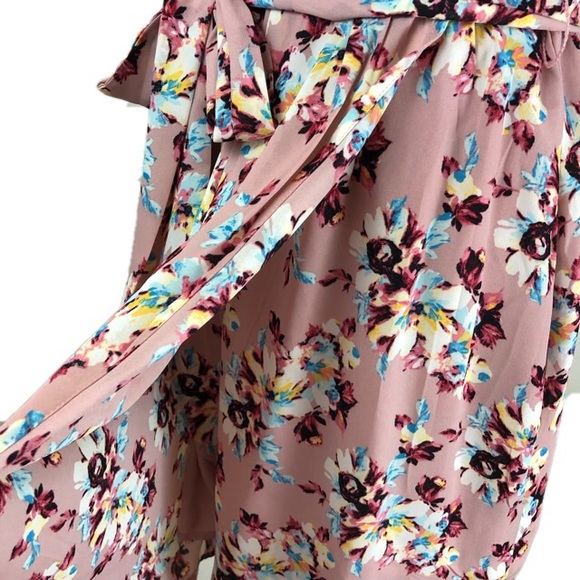 NWT Charles Henry Blush Floral Wrap Dress - Picture 5 of 6